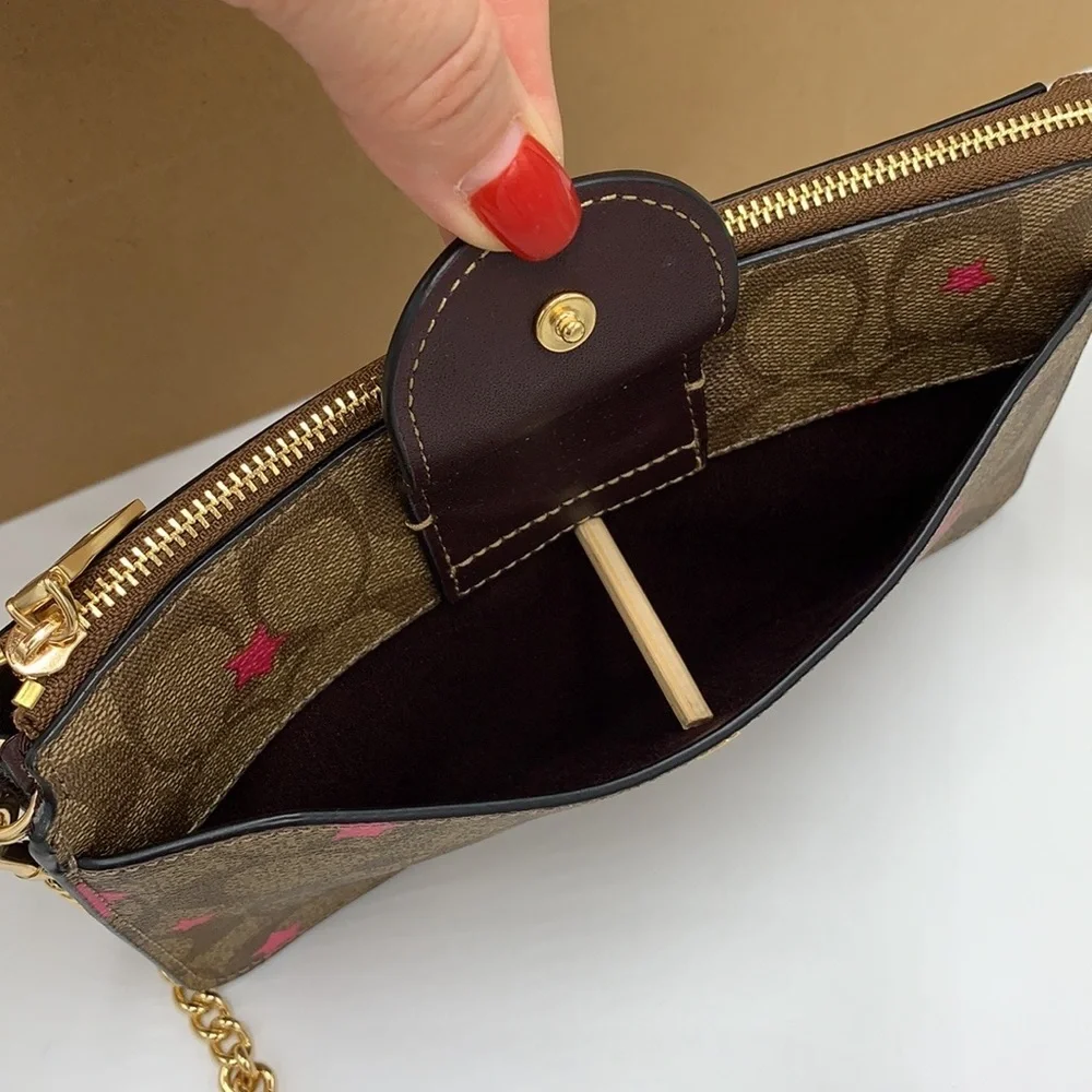 COACH Poppy Crossbody With Card Case In Signature Canvas With Disco Star Print - Picture 12 of 16